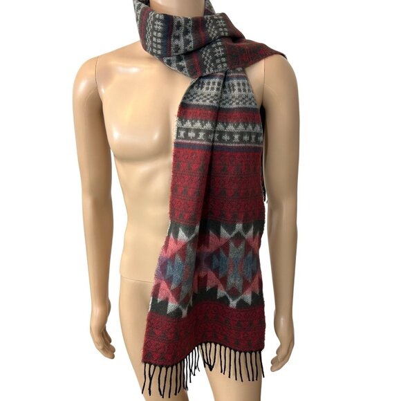 Softer Than Cashmere D & Y Men’s Scarf Fringed  Casual Preppy Red Grey Blue - Picture 7 of 16